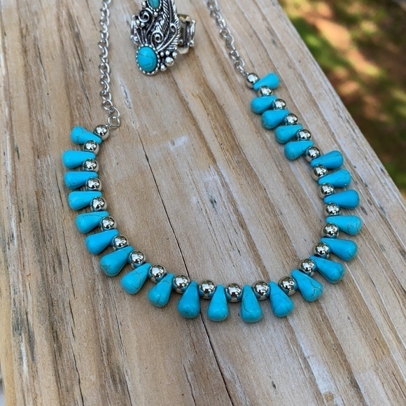 Paparazzi 3 Piece Jewelry Boho Aztec Set Teal - Picture 2 of 7